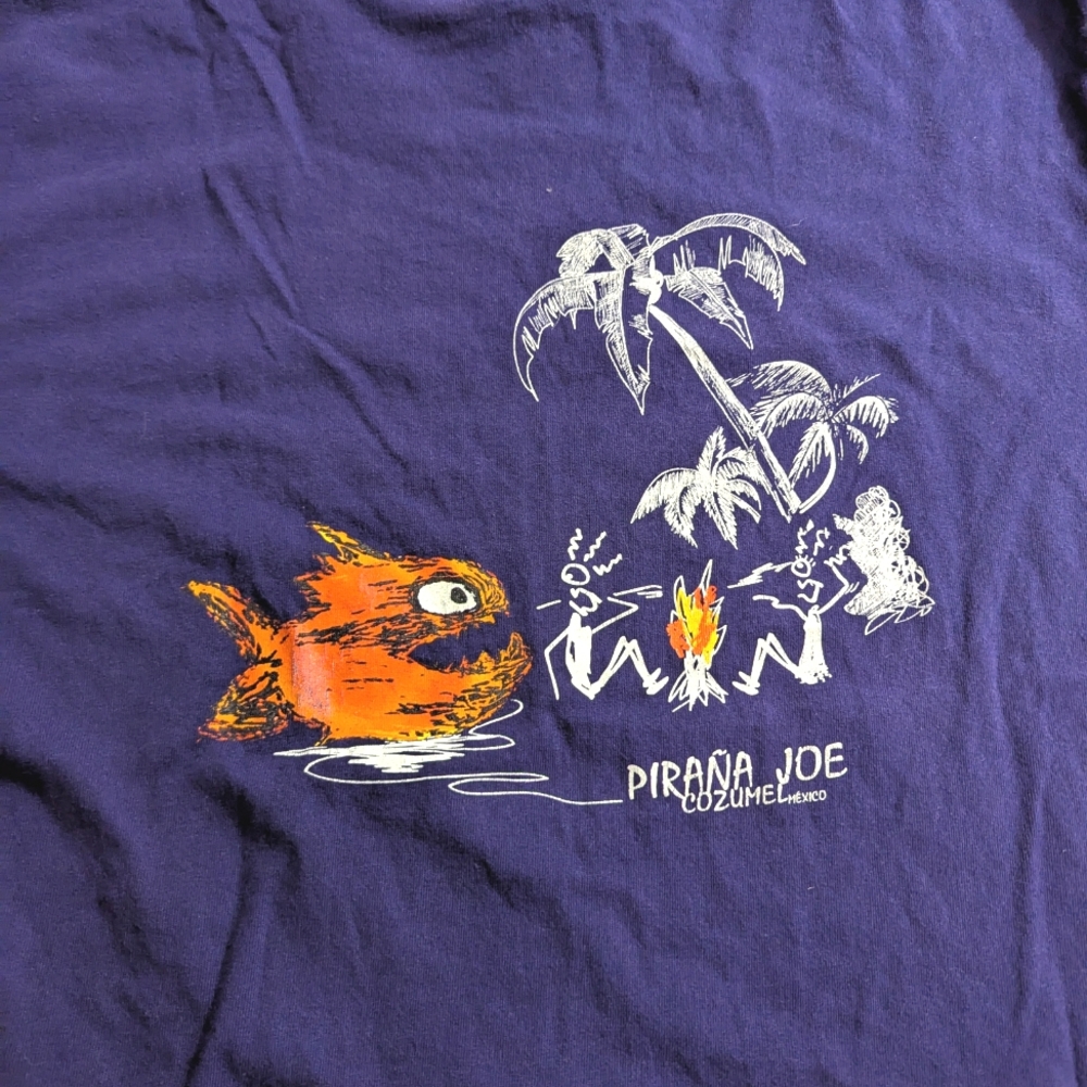 Vintage Pirana Joe Cozumel Mexico graphic tee L